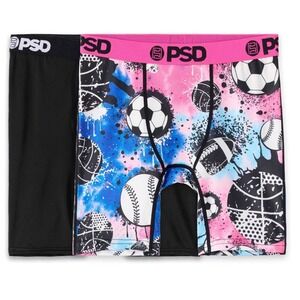 PSD Youth Boxer Briefs 2 Pack Multi Sport Graphics Black Pink Size Medium 24-25